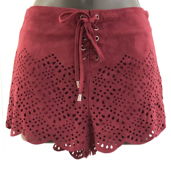 Forever 21 Pants - Forever 21 Eyelet Wine Shorts